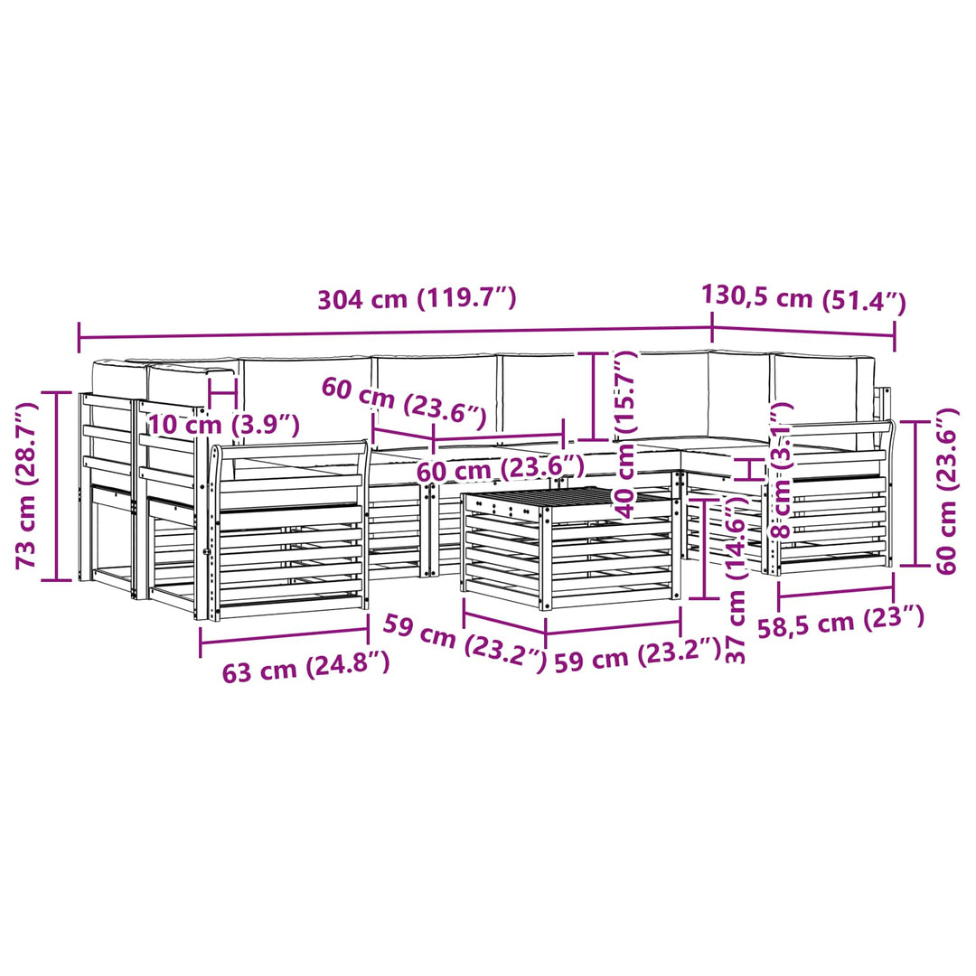 Udendørs sofagruppe med pude 8 pcs Hvid og Beige Polyester