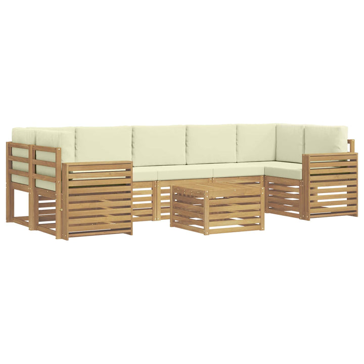 Udendørs sofagruppe 8 pcs Hvid og cremefarvet Polyester