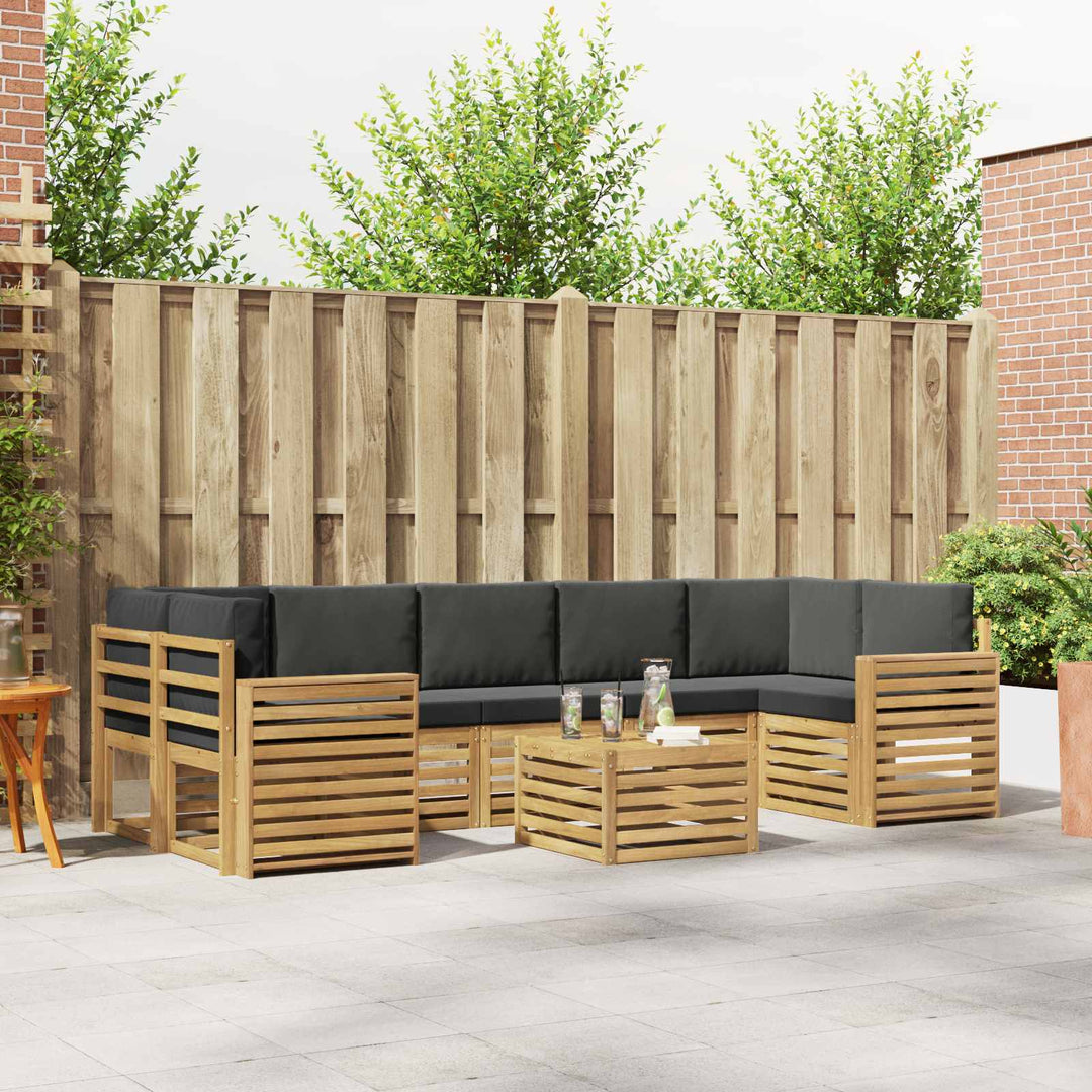 Udendørs sofagruppe med pude 8 pcs Hvid og antracit Polyester