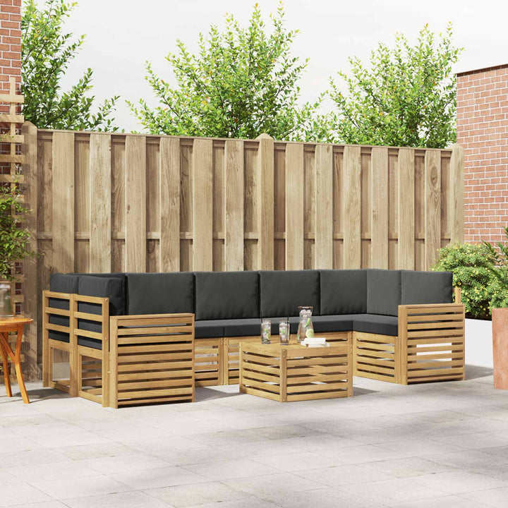 Udendørs sofagruppe med pude 8 pcs Hvid og antracit Polyester