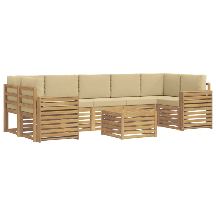 Udendørs sofagruppe med pude 8 pcs Hvid og Beige Polyester