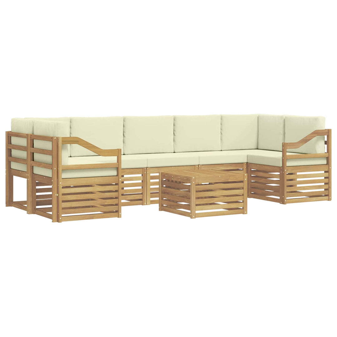 Udendørs sofagruppe 8 pcs Hvid og cremefarvet Polyester