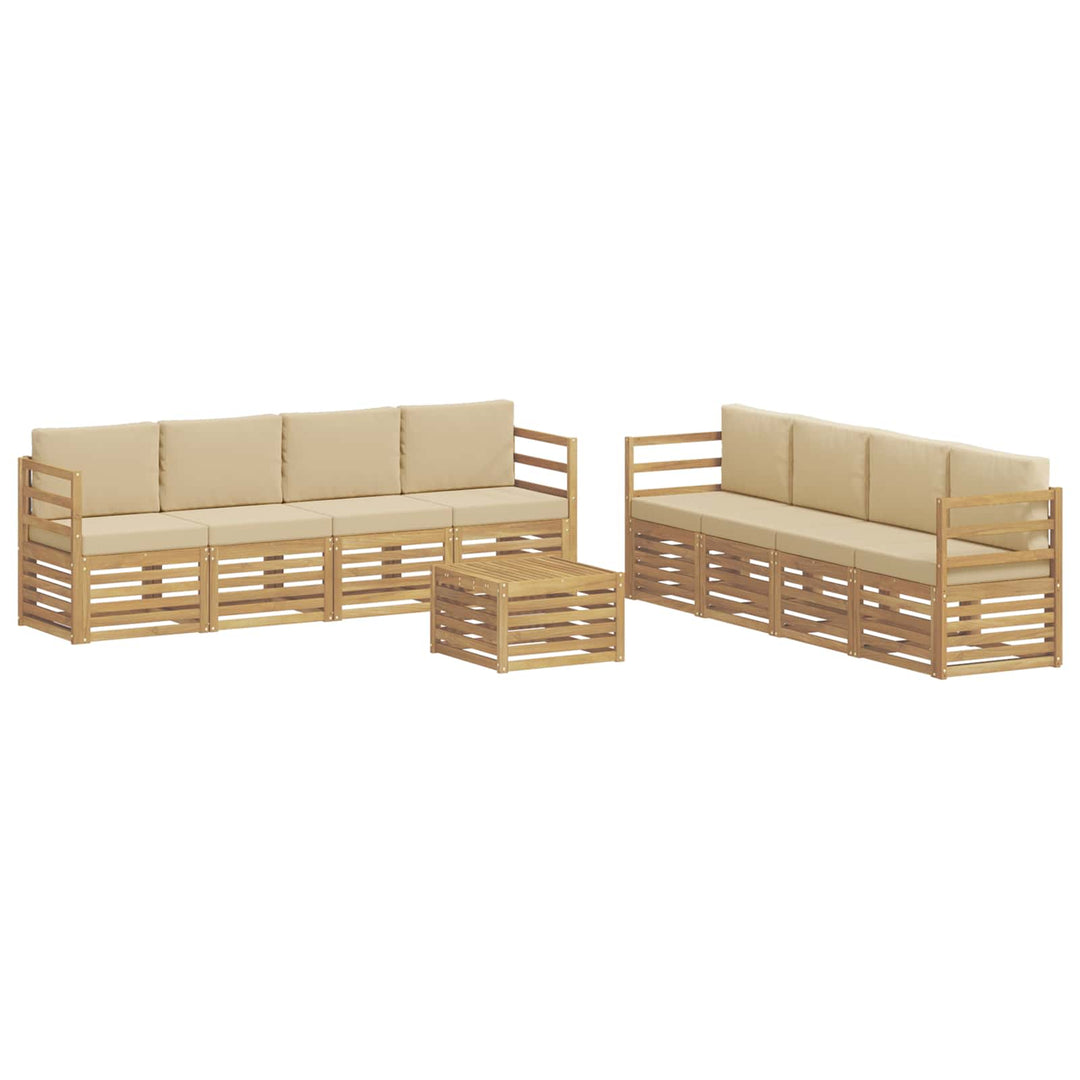 Udendørs sofagruppe 9 stk. Hvid og Beige Polyester