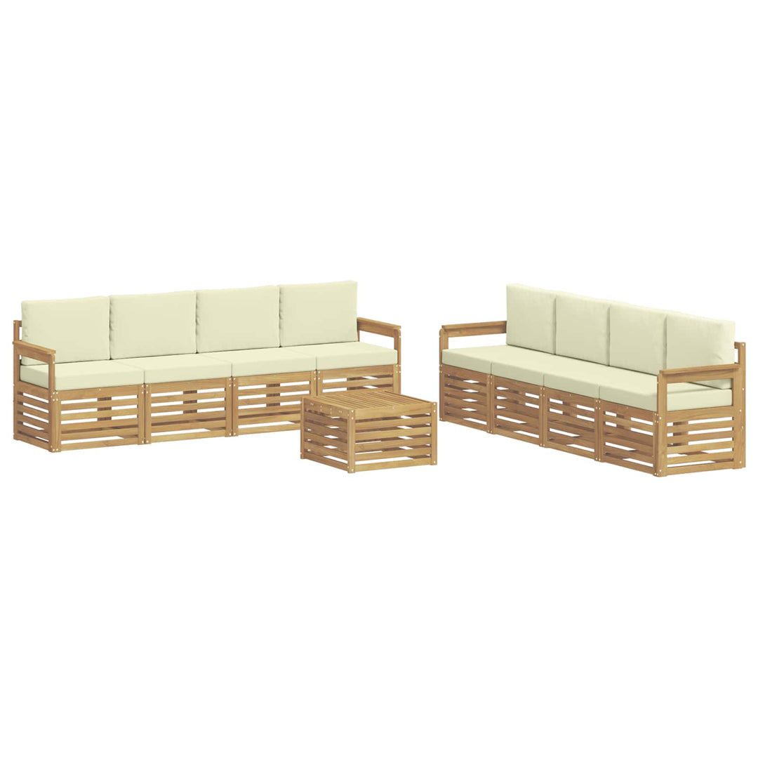 Udendørs sofagruppe 9 pcs Hvid og cremefarvet 59 x 59 x 37 cm