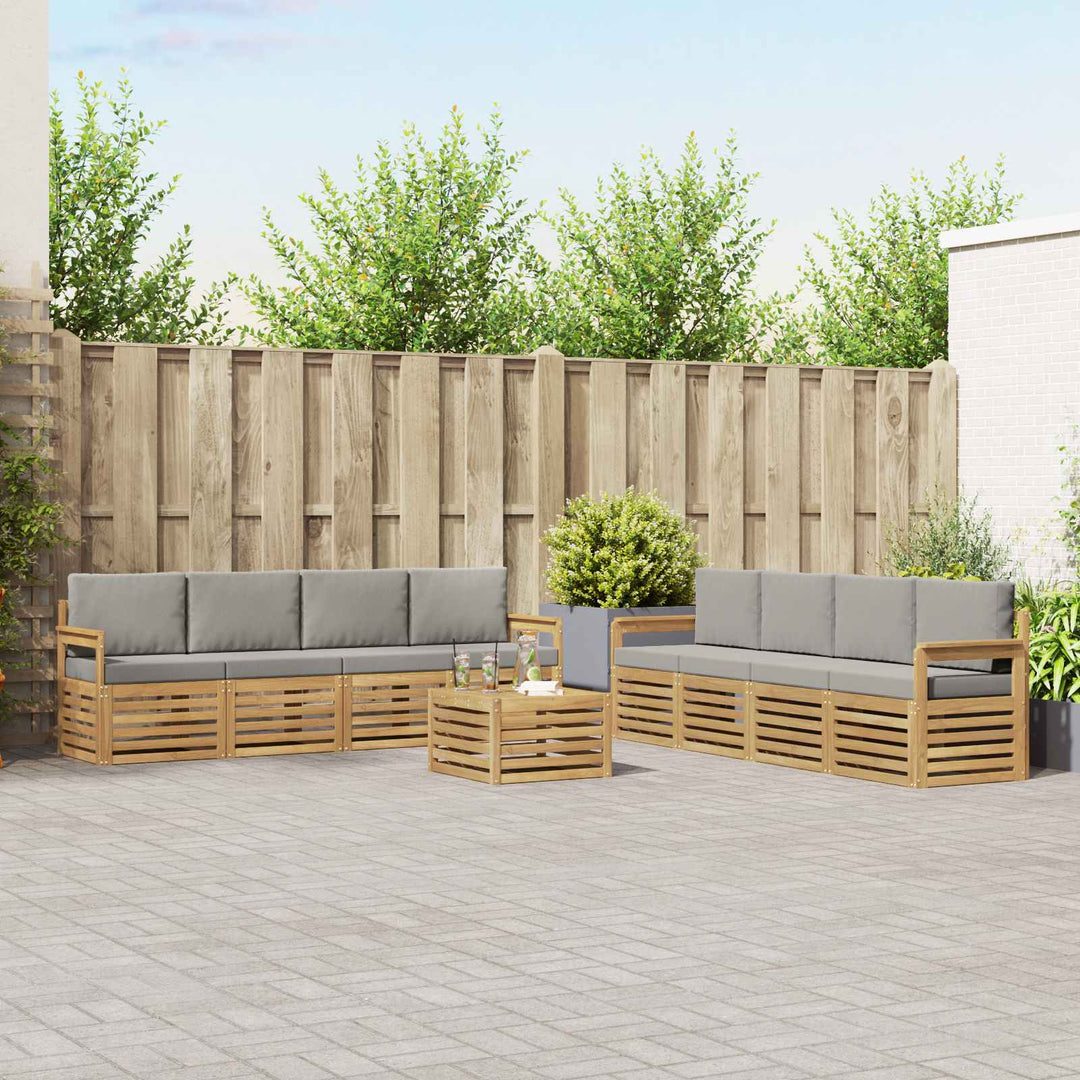 Udendørs sofagruppe 9 pcs Hvid og lysegrå 59 x 59 x 37 cm