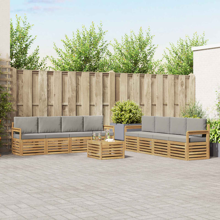 Udendørs sofagruppe 9 pcs Hvid og lysegrå 59 x 59 x 37 cm