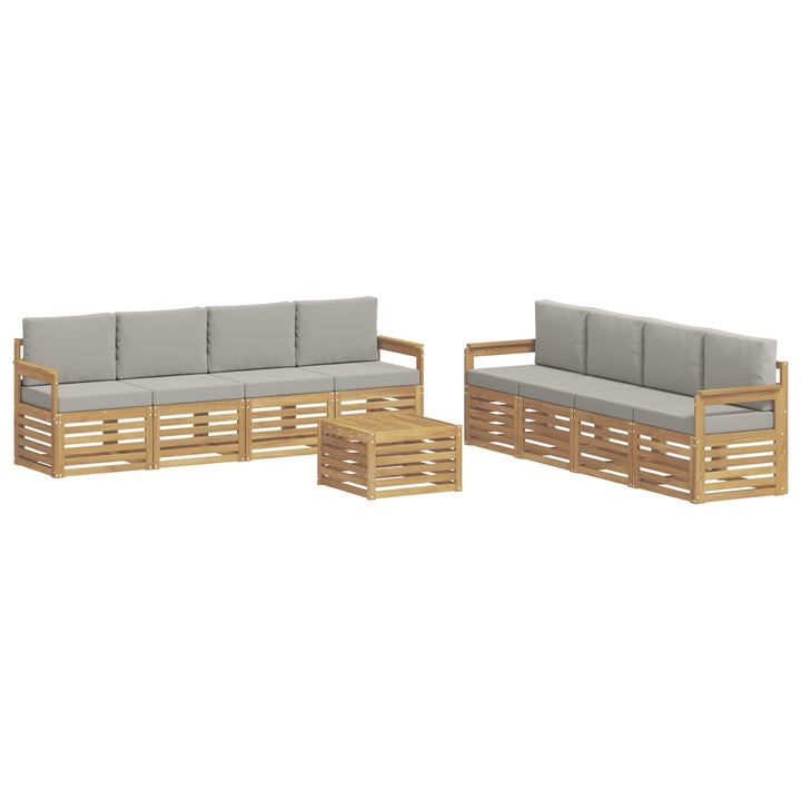 Udendørs sofagruppe 9 pcs Hvid og lysegrå 59 x 59 x 37 cm