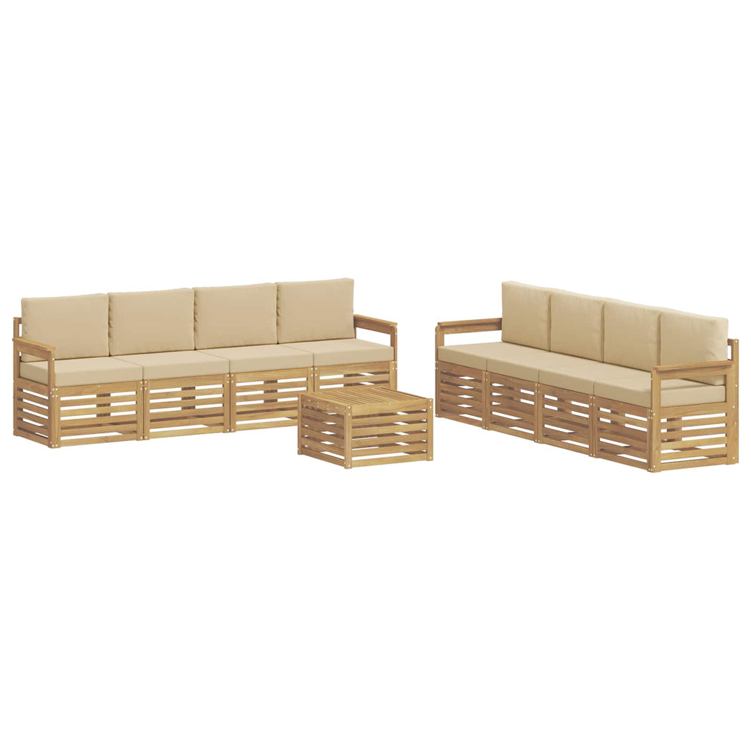 Udendørs sofagruppe 9 pcs Hvid og Beige 59 x 59 x 37 cm