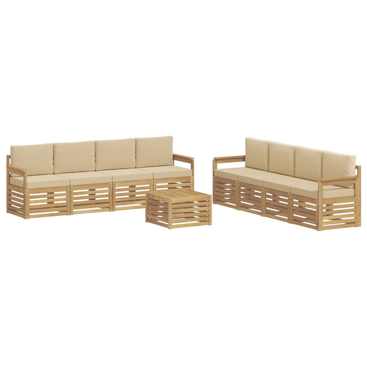 Udendørs sofagruppe 9 pcs Hvid og Beige 59 x 59 x 37 cm