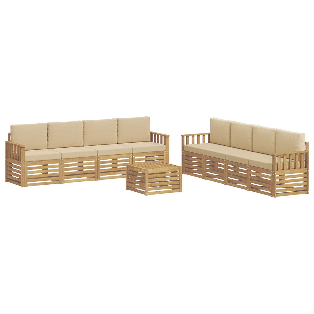 Udendørs sofagruppe 9 stk. Hvid og Beige Polyester