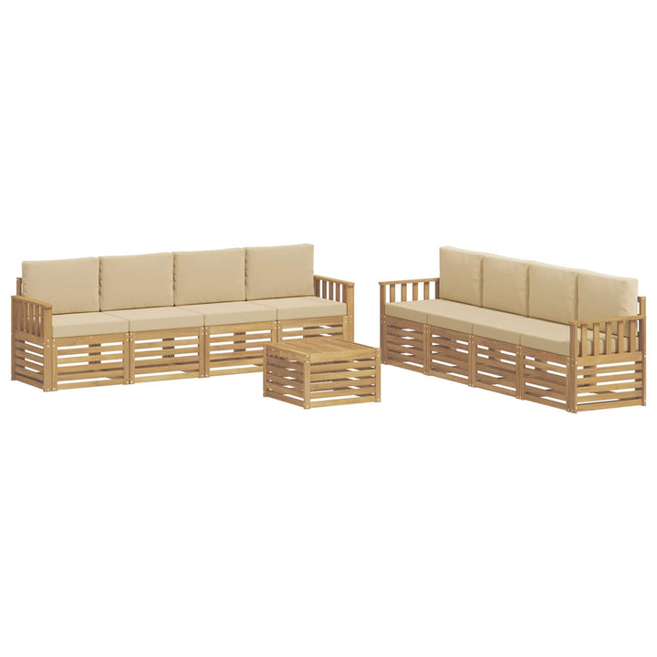 Udendørs sofagruppe 9 stk. Hvid og Beige Polyester