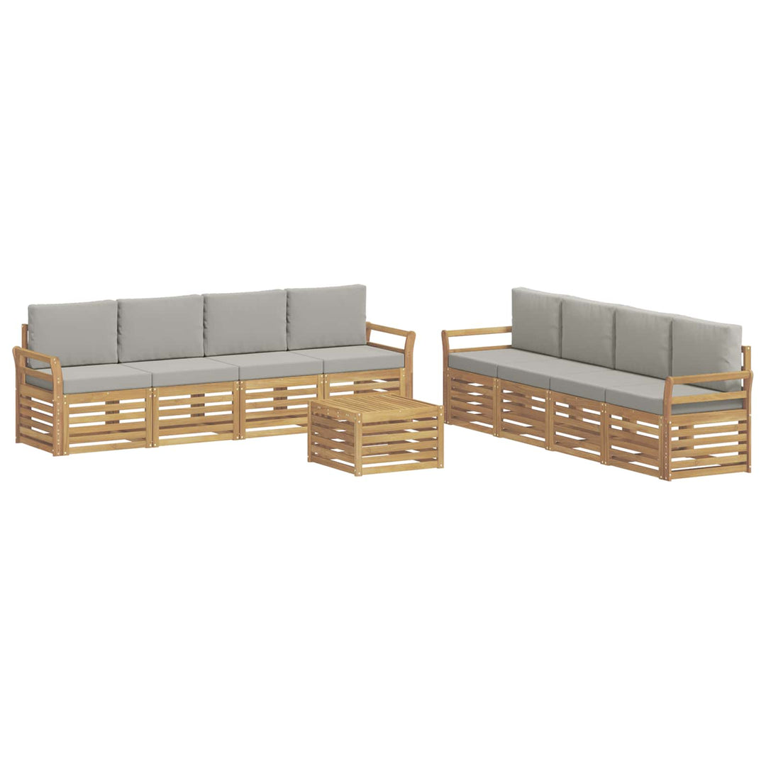 Sofasæt 9 pcs Hvid og lysegrå 59 x 59 x 37 cm Polyester