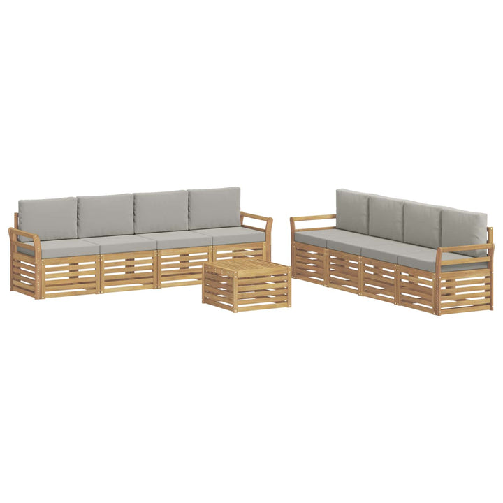 Sofasæt 9 pcs Hvid og lysegrå 59 x 59 x 37 cm Polyester