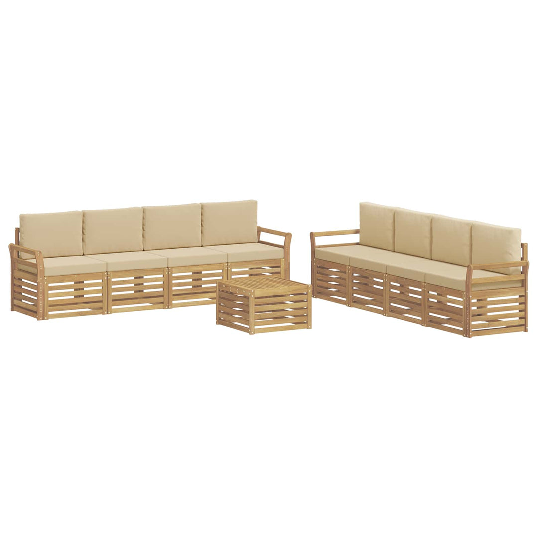 Sofasæt 9 pcs Hvid og Beige 59 x 59 x 37 cm Polyester