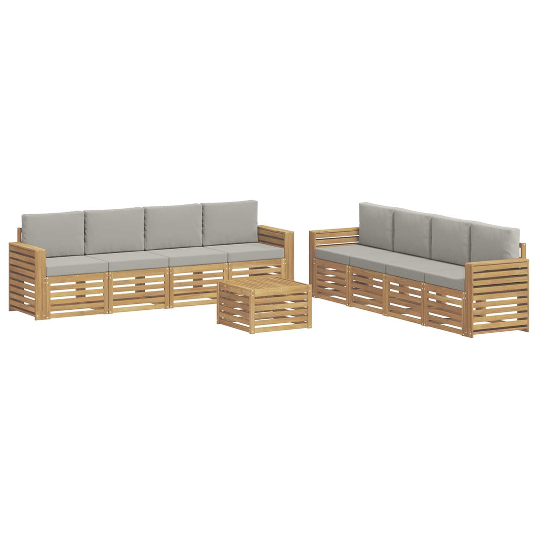 Sofasæt 9 pcs Hvid og lysegrå 59 x 59 x 37 cm Polyester