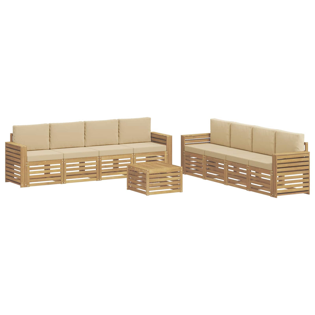 Sofasæt 9 pcs Hvid og Beige 59 x 59 x 37 cm Polyester