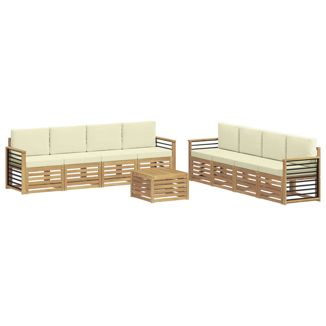 Sofasæt med pude 9 pcs Hvid og cremefarvet Polyester