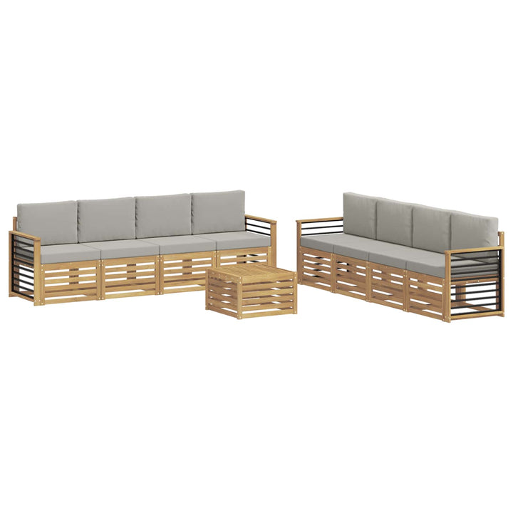 Sofasæt med pude 9 pcs Hvid og lysegrå Polyester