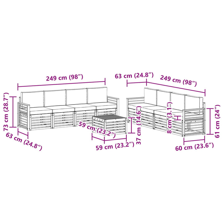 Sofasæt med pude 9 pcs Hvid og antracit Polyester