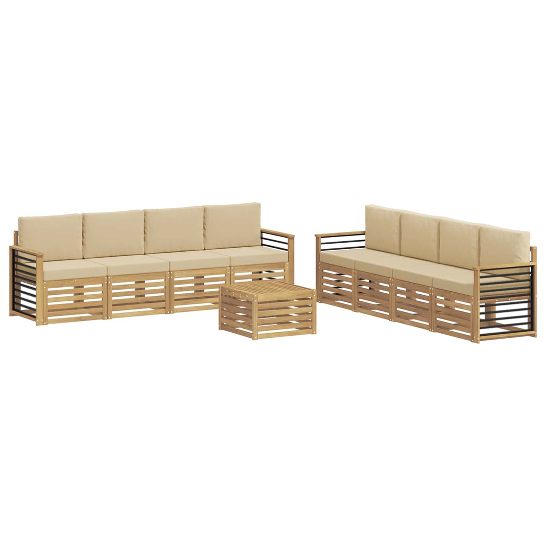 Udendørs sofagruppe 9 stk. Hvid og Beige Polyester