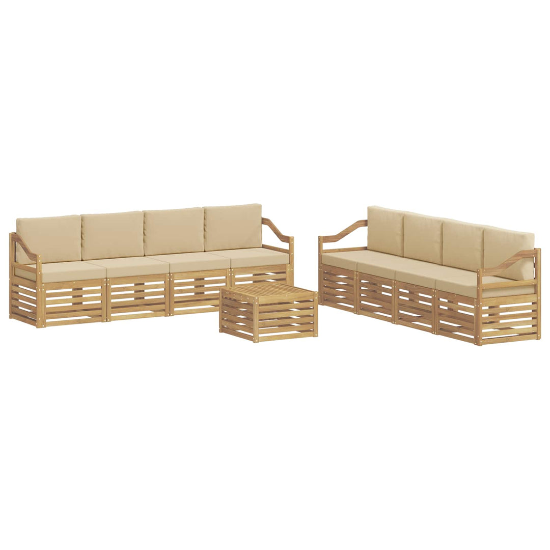 Udendørs sofagruppe 9 stk. Hvid og Beige Polyester
