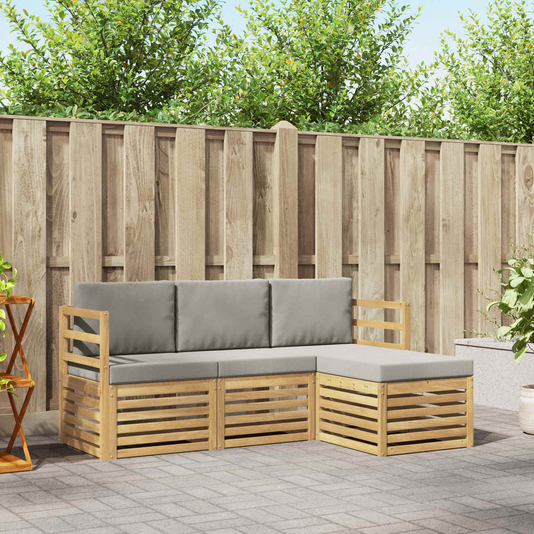 Udendørs sofagruppe 4 pcs Hvid og lysegrå 185,5 x 122,5 x 73 cm