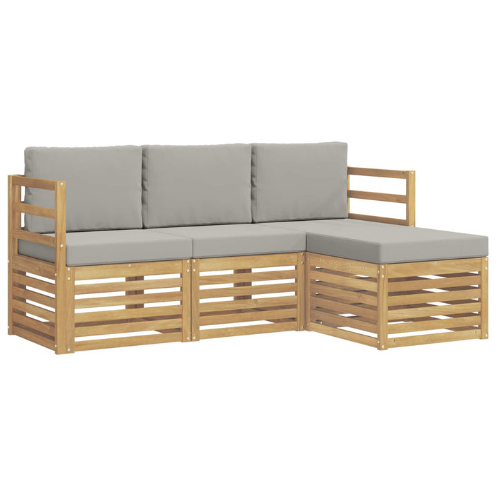 Udendørs sofagruppe 4 pcs Hvid og lysegrå 185,5 x 122,5 x 73 cm