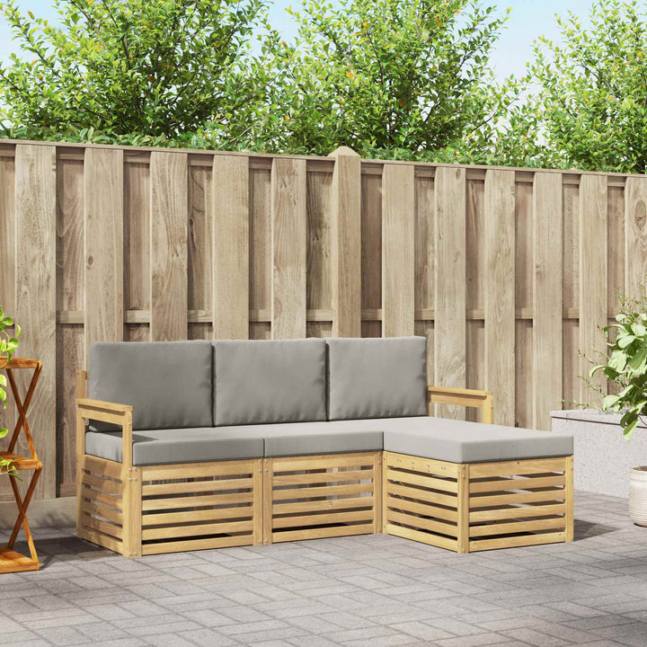 Udendørs sofagruppe 4 pcs Hvid og lysegrå 189,5 x 122,5 x 73 cm