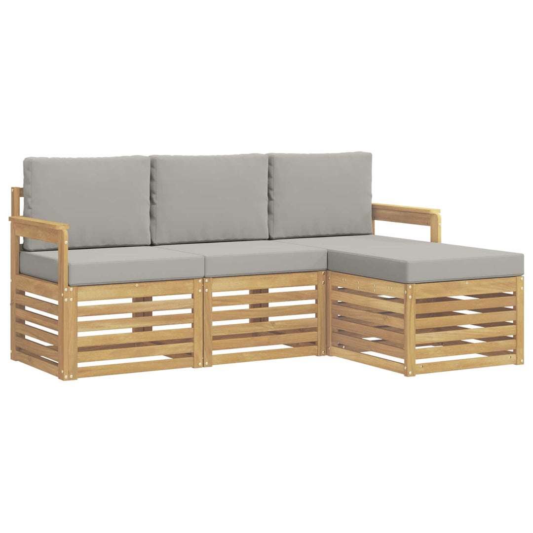 Udendørs sofagruppe 4 pcs Hvid og lysegrå 189,5 x 122,5 x 73 cm