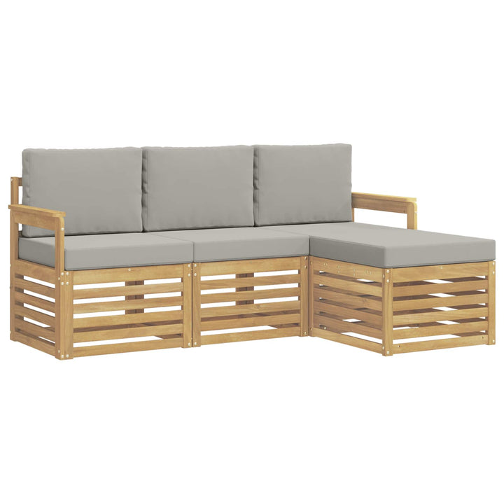 Udendørs sofagruppe 4 pcs Hvid og lysegrå 189,5 x 122,5 x 73 cm