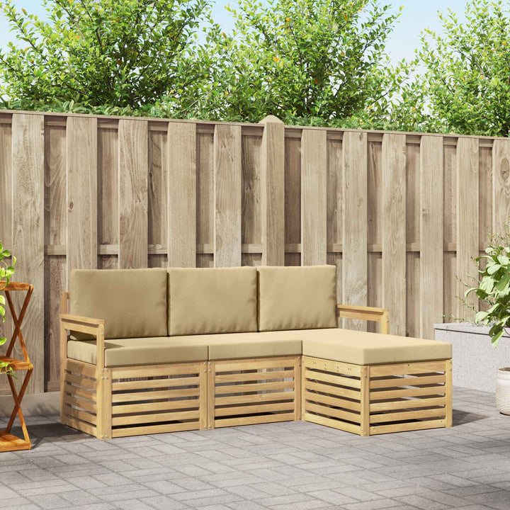 Udendørs sofagruppe 4 pcs Hvid og Beige 189,5 x 122,5 x 73 cm