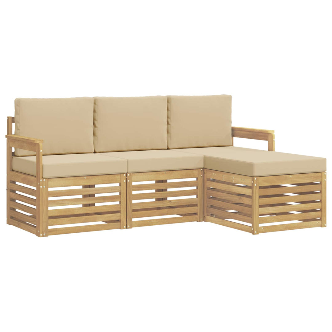 Udendørs sofagruppe 4 pcs Hvid og Beige 189,5 x 122,5 x 73 cm