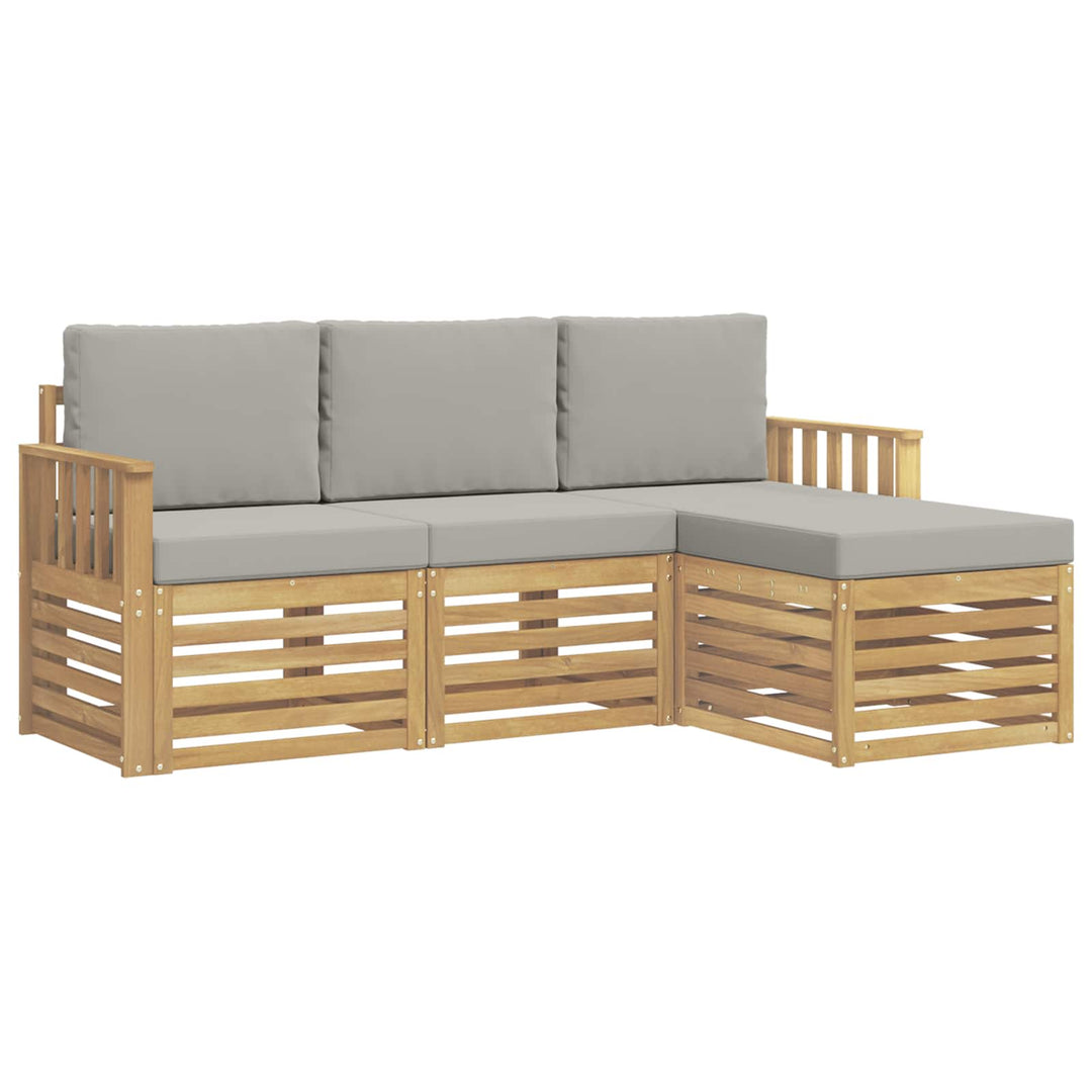 Udendørs sofagruppe 4 pcs Hvid og lysegrå 189,5 x 122,5 x 73 cm
