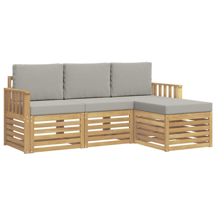 Udendørs sofagruppe 4 pcs Hvid og lysegrå 189,5 x 122,5 x 73 cm