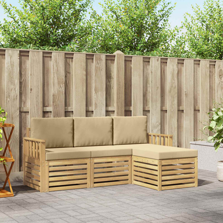 Udendørs sofagruppe 4 pcs Hvid og Beige 189,5 x 122,5 x 73 cm