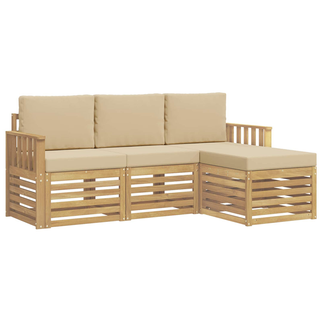 Udendørs sofagruppe 4 pcs Hvid og Beige 189,5 x 122,5 x 73 cm