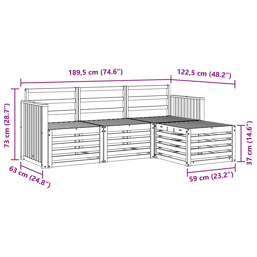 Udendørs sofagruppe 4 pcs Hvid 189,5 x 122,5 x 73 cm