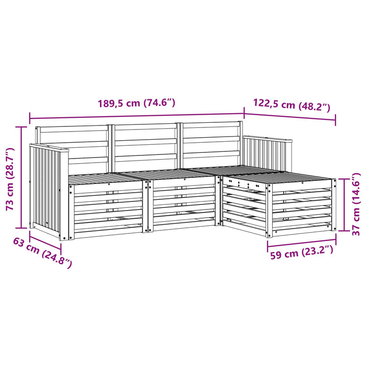 Udendørs sofagruppe 4 pcs Hvid 189,5 x 122,5 x 73 cm