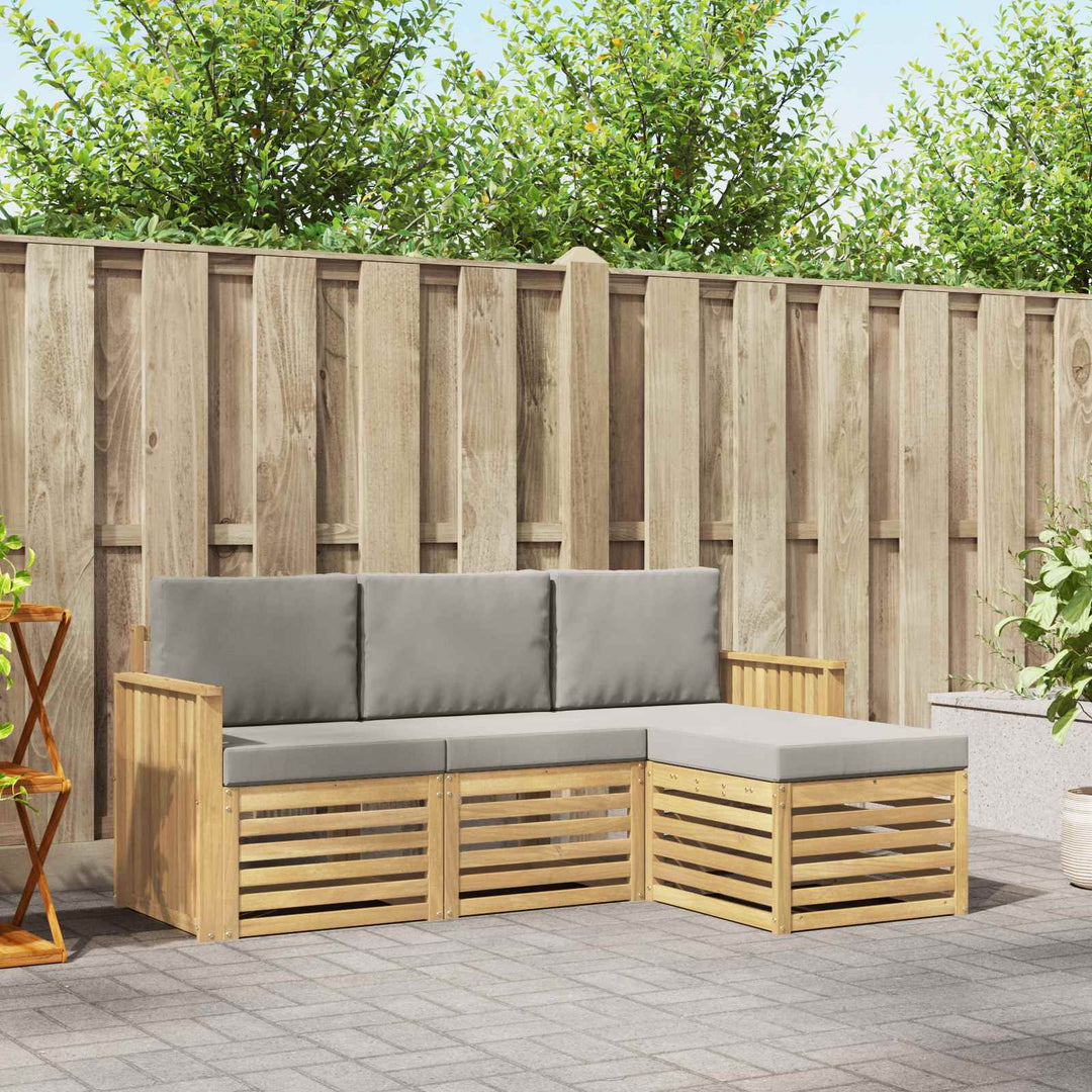 Udendørs sofagruppe 4 pcs Hvid og lysegrå 189,5 x 122,5 x 73 cm