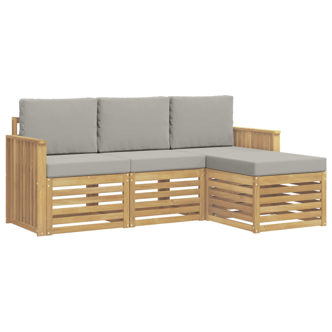 Udendørs sofagruppe 4 pcs Hvid og lysegrå 189,5 x 122,5 x 73 cm