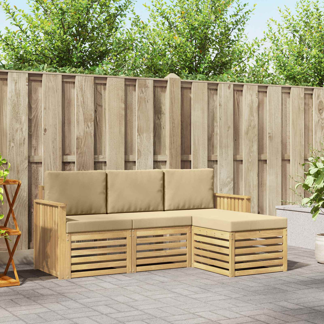 Udendørs sofagruppe 4 pcs Hvid og Beige 189,5 x 122,5 x 73 cm