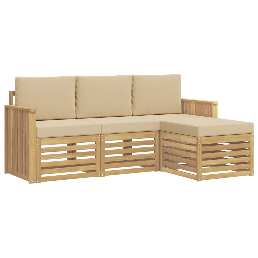 Udendørs sofagruppe 4 pcs Hvid og Beige 189,5 x 122,5 x 73 cm