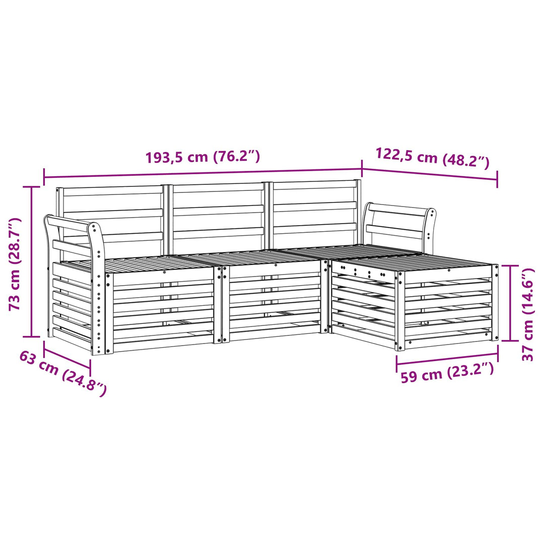 Udendørs sofagruppe 4 pcs Hvid 193,5 x 122,5 x 73 cm