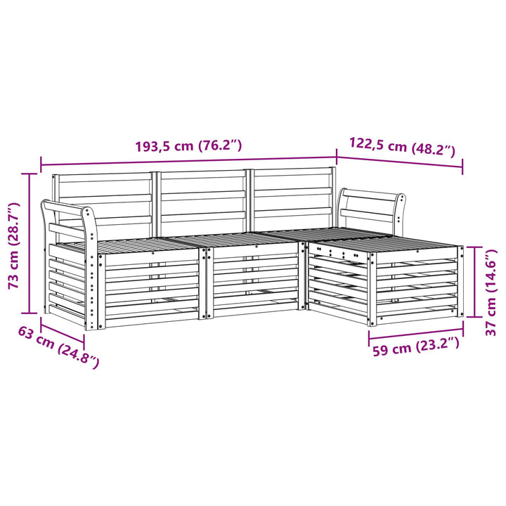 Udendørs sofagruppe 4 pcs Hvid 193,5 x 122,5 x 73 cm