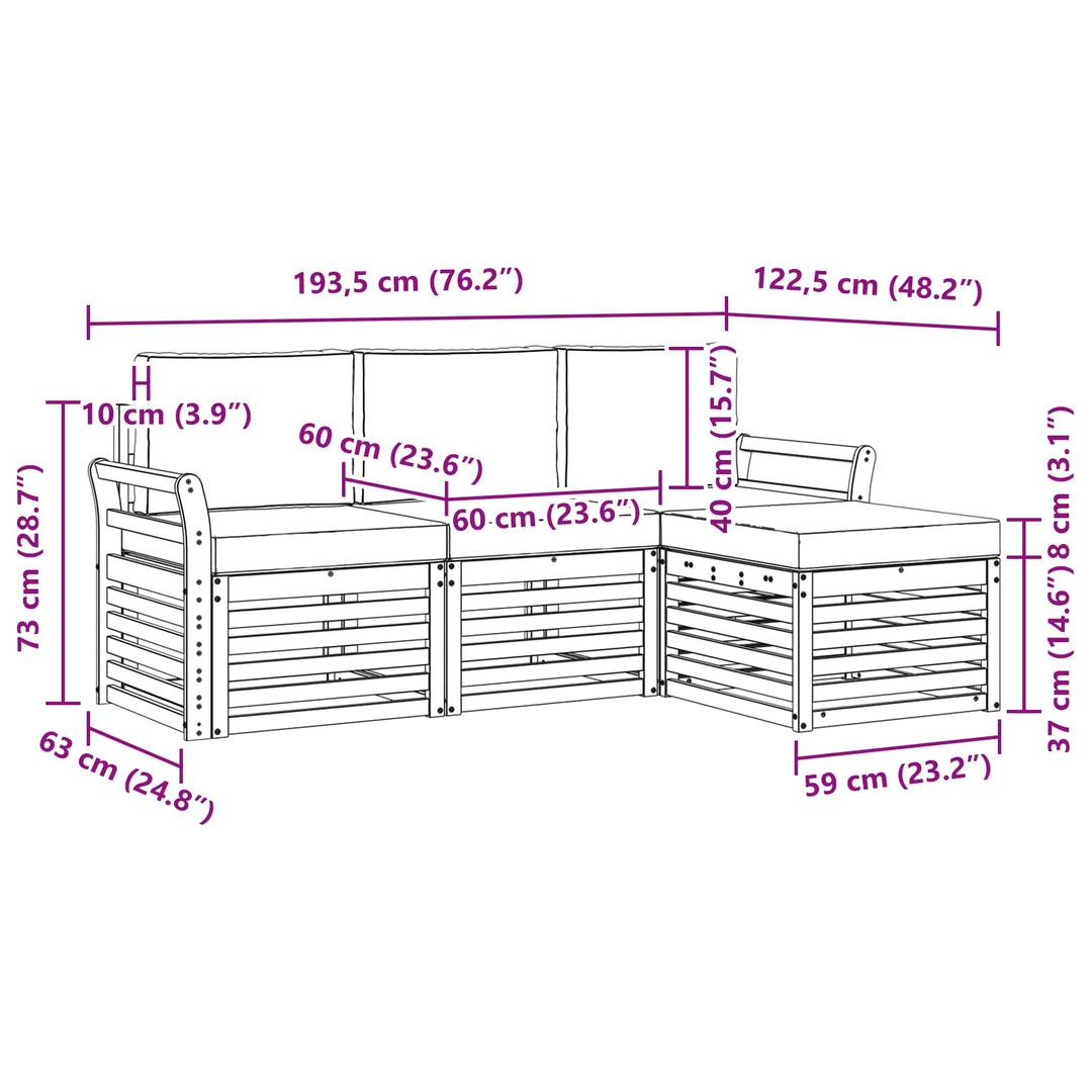 Udendørs sofagruppe 4 pcs Hvid og cremefarvet