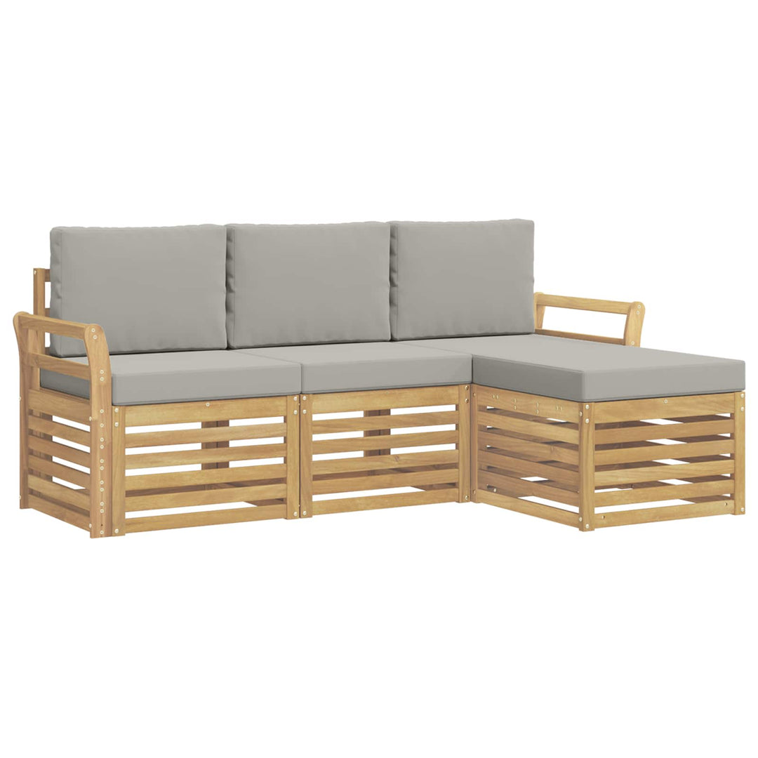 Udendørs sofagruppe 4 pcs Hvid og lysegrå 193,5 x 122,5 x 73 cm