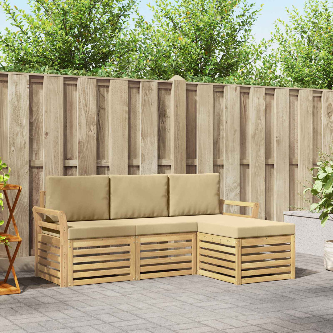 Udendørs sofagruppe 4 pcs Hvid og Beige 193,5 x 122,5 x 73 cm
