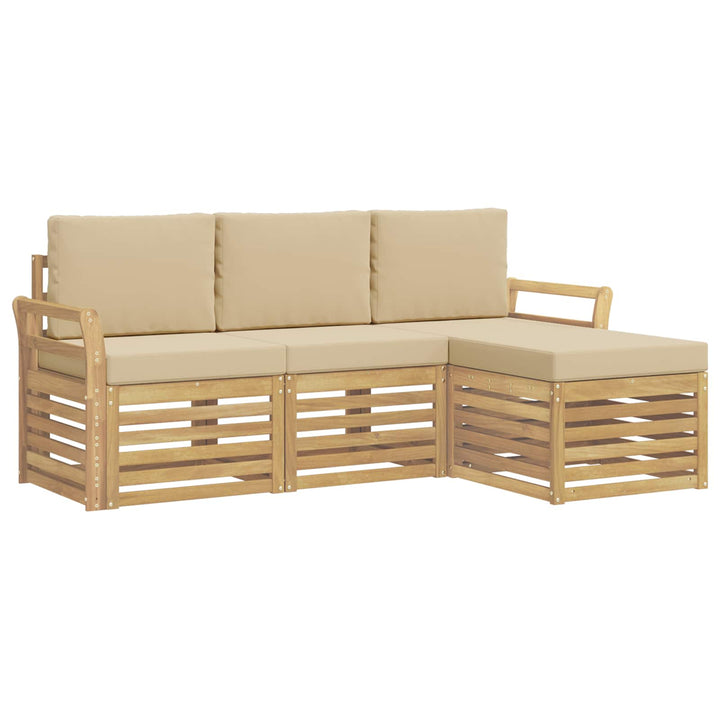 Udendørs sofagruppe 4 pcs Hvid og Beige 193,5 x 122,5 x 73 cm
