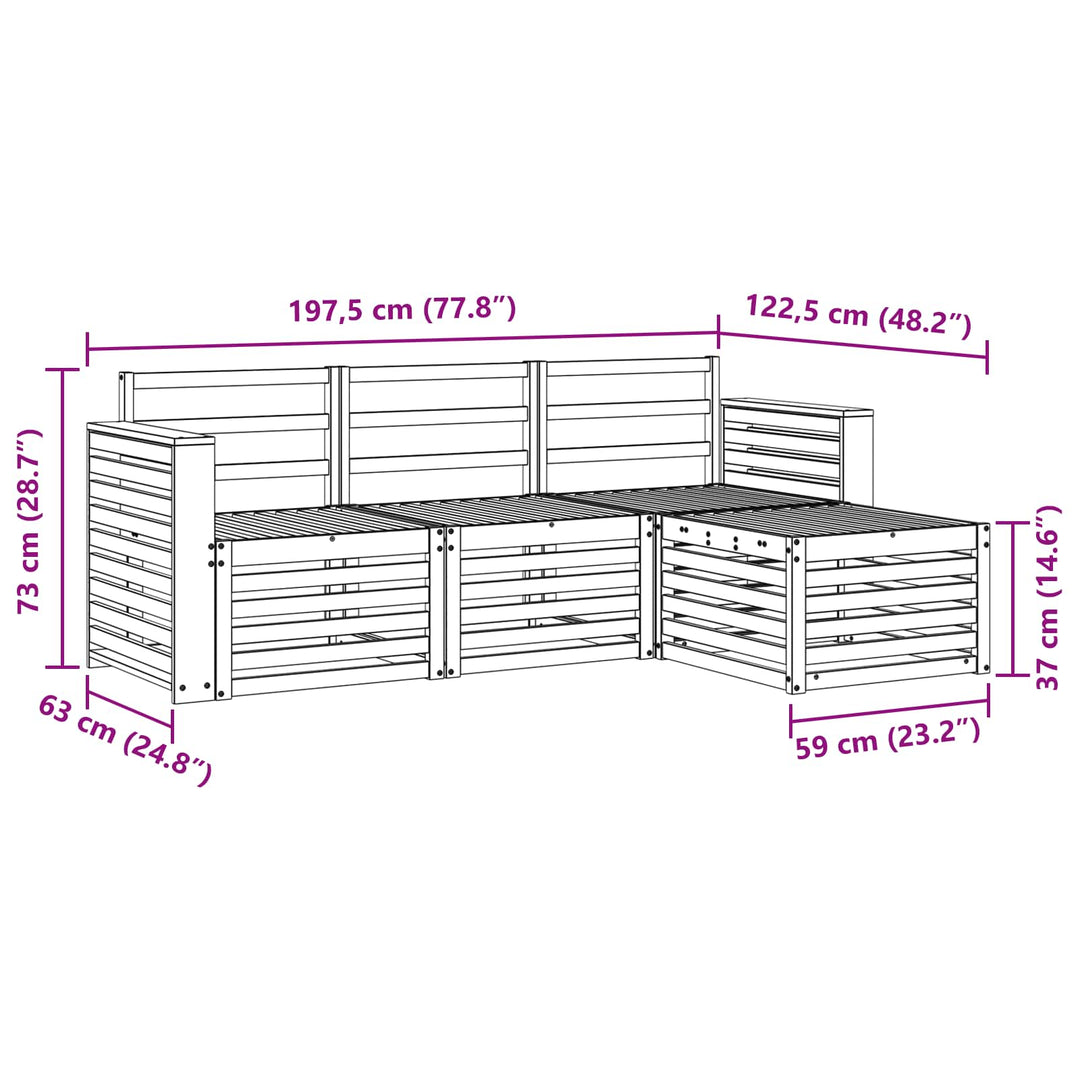 Udendørs sofagruppe 4 pcs Hvid 197,5 x 122,5 x 73 cm
