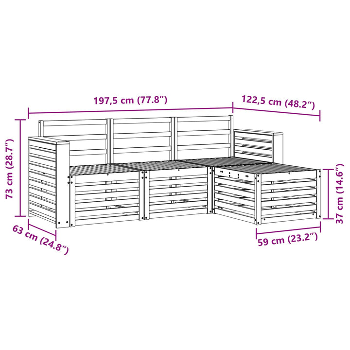 Udendørs sofagruppe 4 pcs Hvid 197,5 x 122,5 x 73 cm